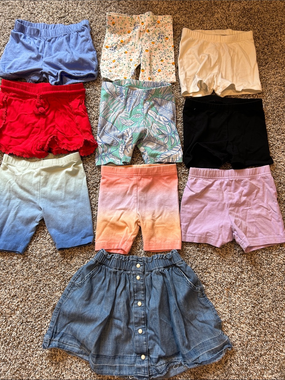 Bundle Girls' Mixed Color Shorts and Denim Skirt Set
